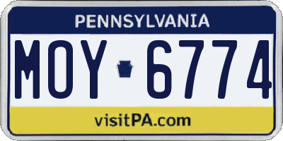 PA license plate MOY6774