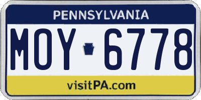 PA license plate MOY6778