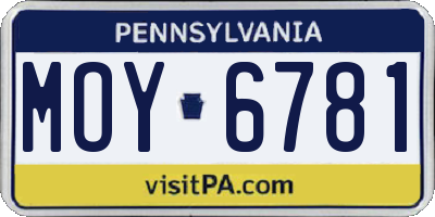 PA license plate MOY6781