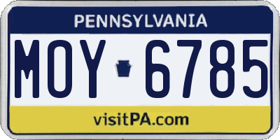 PA license plate MOY6785