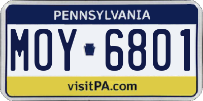 PA license plate MOY6801