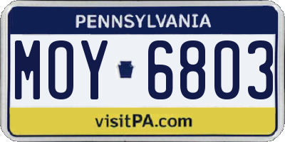 PA license plate MOY6803