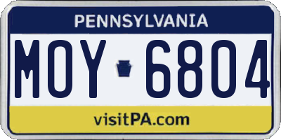 PA license plate MOY6804