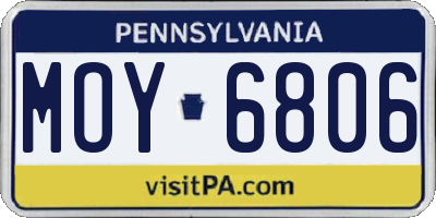 PA license plate MOY6806
