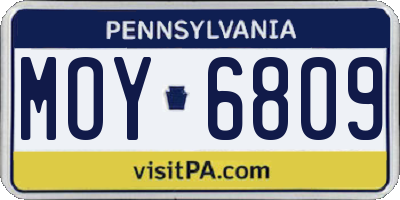 PA license plate MOY6809