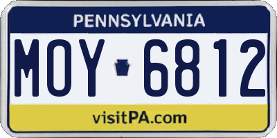 PA license plate MOY6812