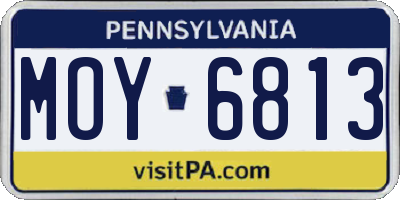PA license plate MOY6813