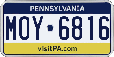 PA license plate MOY6816