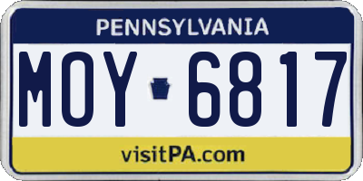 PA license plate MOY6817