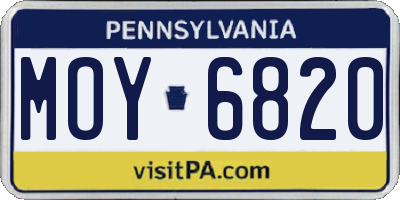 PA license plate MOY6820
