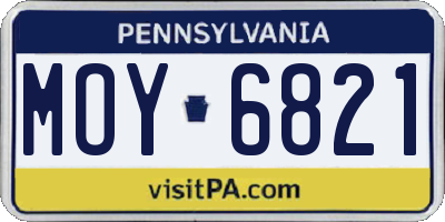 PA license plate MOY6821