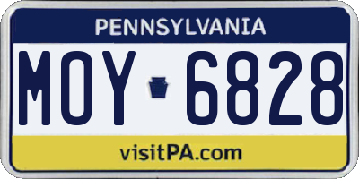 PA license plate MOY6828