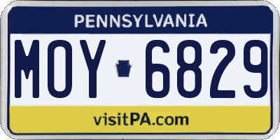 PA license plate MOY6829