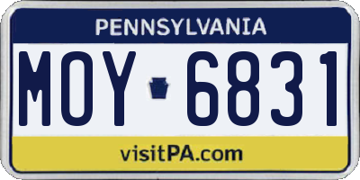 PA license plate MOY6831
