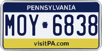 PA license plate MOY6838
