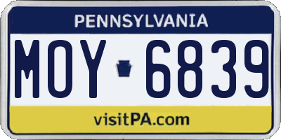 PA license plate MOY6839