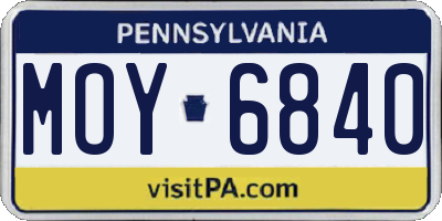 PA license plate MOY6840