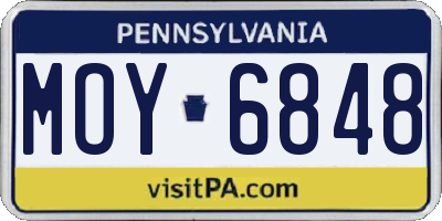PA license plate MOY6848