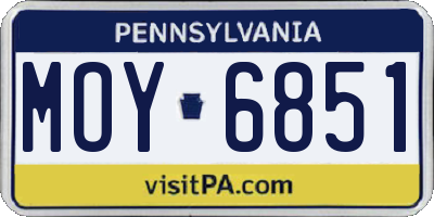 PA license plate MOY6851