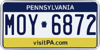 PA license plate MOY6872