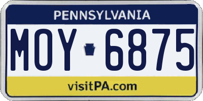 PA license plate MOY6875