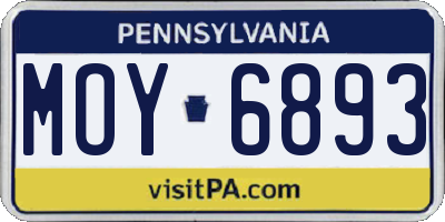 PA license plate MOY6893