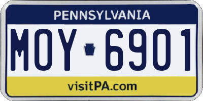 PA license plate MOY6901