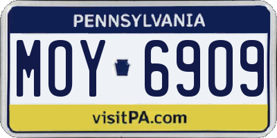 PA license plate MOY6909