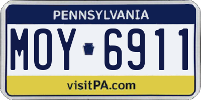 PA license plate MOY6911