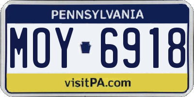 PA license plate MOY6918