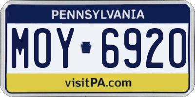 PA license plate MOY6920