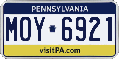 PA license plate MOY6921