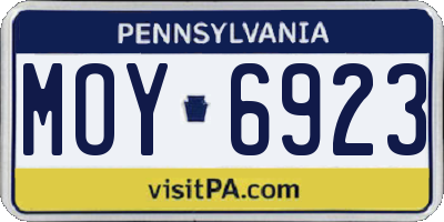 PA license plate MOY6923