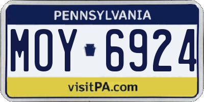 PA license plate MOY6924
