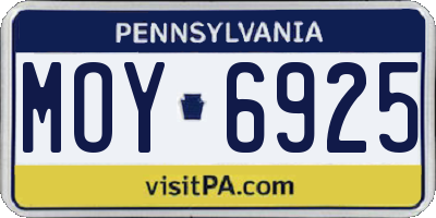 PA license plate MOY6925