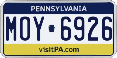 PA license plate MOY6926
