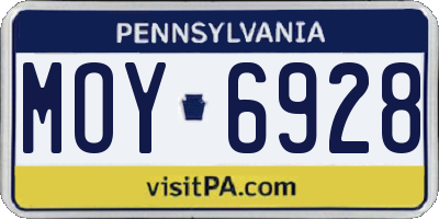 PA license plate MOY6928