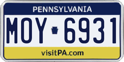 PA license plate MOY6931