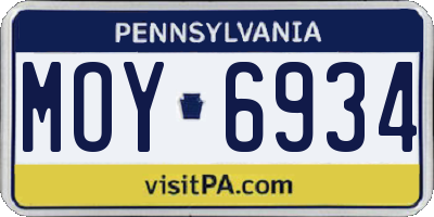 PA license plate MOY6934