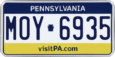 PA license plate MOY6935