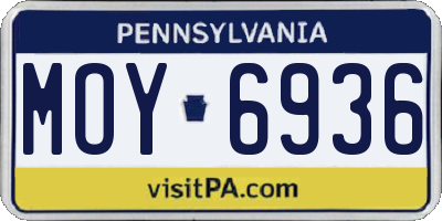 PA license plate MOY6936