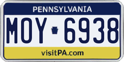 PA license plate MOY6938