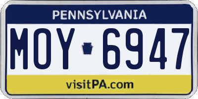 PA license plate MOY6947