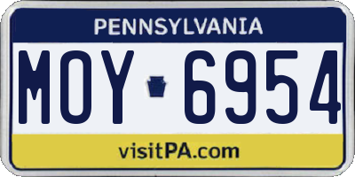 PA license plate MOY6954