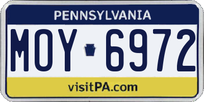 PA license plate MOY6972
