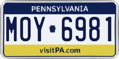 PA license plate MOY6981
