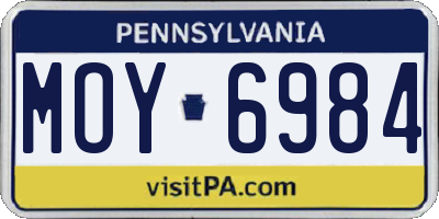 PA license plate MOY6984