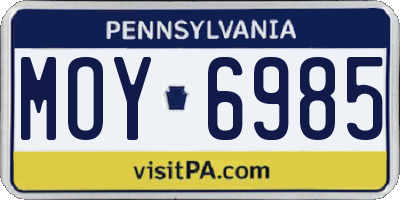 PA license plate MOY6985