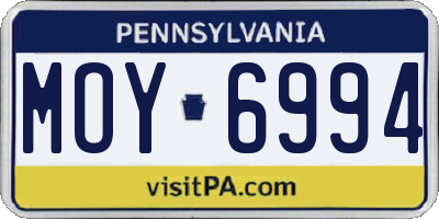 PA license plate MOY6994