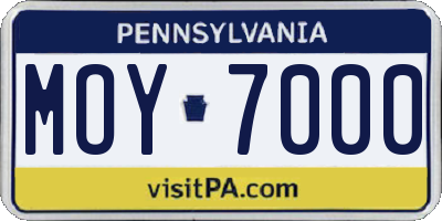 PA license plate MOY7000
